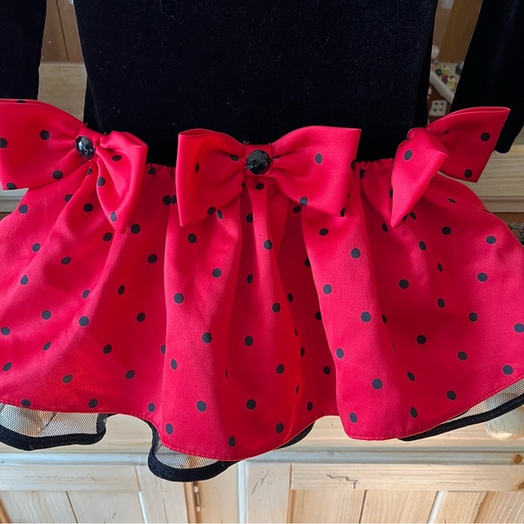 Bonnie Jean Christmas Holiday Dress Red Black Drop Waist Girls Dress Size 5 - Picture 2 of 6
